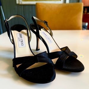 Black Jimmy Choo Satin Heeled Sandals